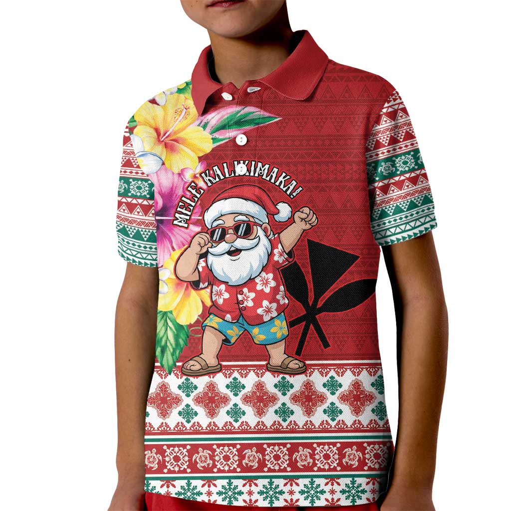 Santa Surf Mele Kalikimaka Personalized Kid Polo Shirt Aloha Tropical Christmas Vibes - Polynesian Pride