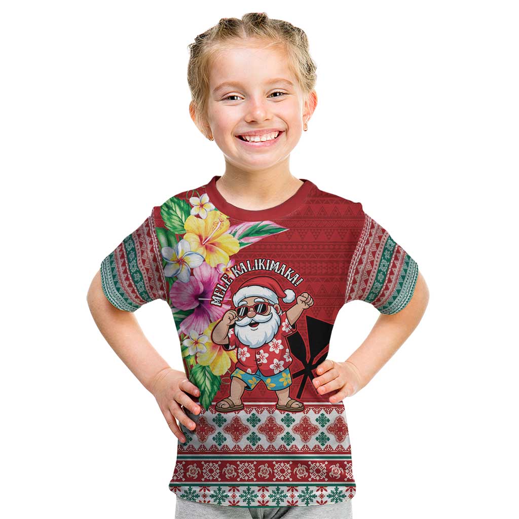 Santa Surf Mele Kalikimaka Personalized Kid T Shirt Aloha Tropical Christmas Vibes - Polynesian Pride