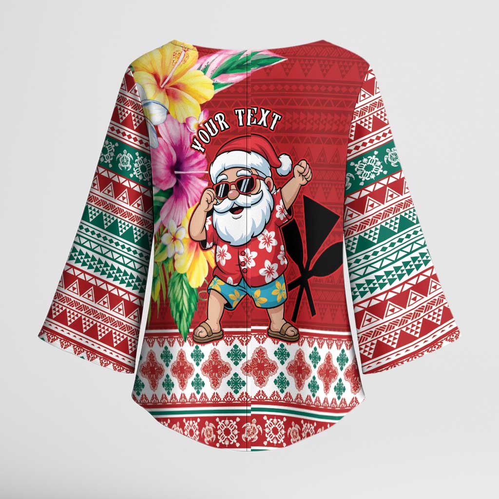 Santa Surf Mele Kalikimaka Personalized Kimono Sleeve Blouse Aloha Tropical Christmas Vibes LT9 - Polynesian Pride