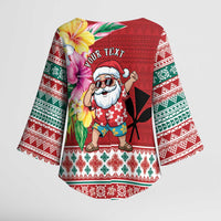 Santa Surf Mele Kalikimaka Personalized Kimono Sleeve Blouse Aloha Tropical Christmas Vibes LT9 - Polynesian Pride