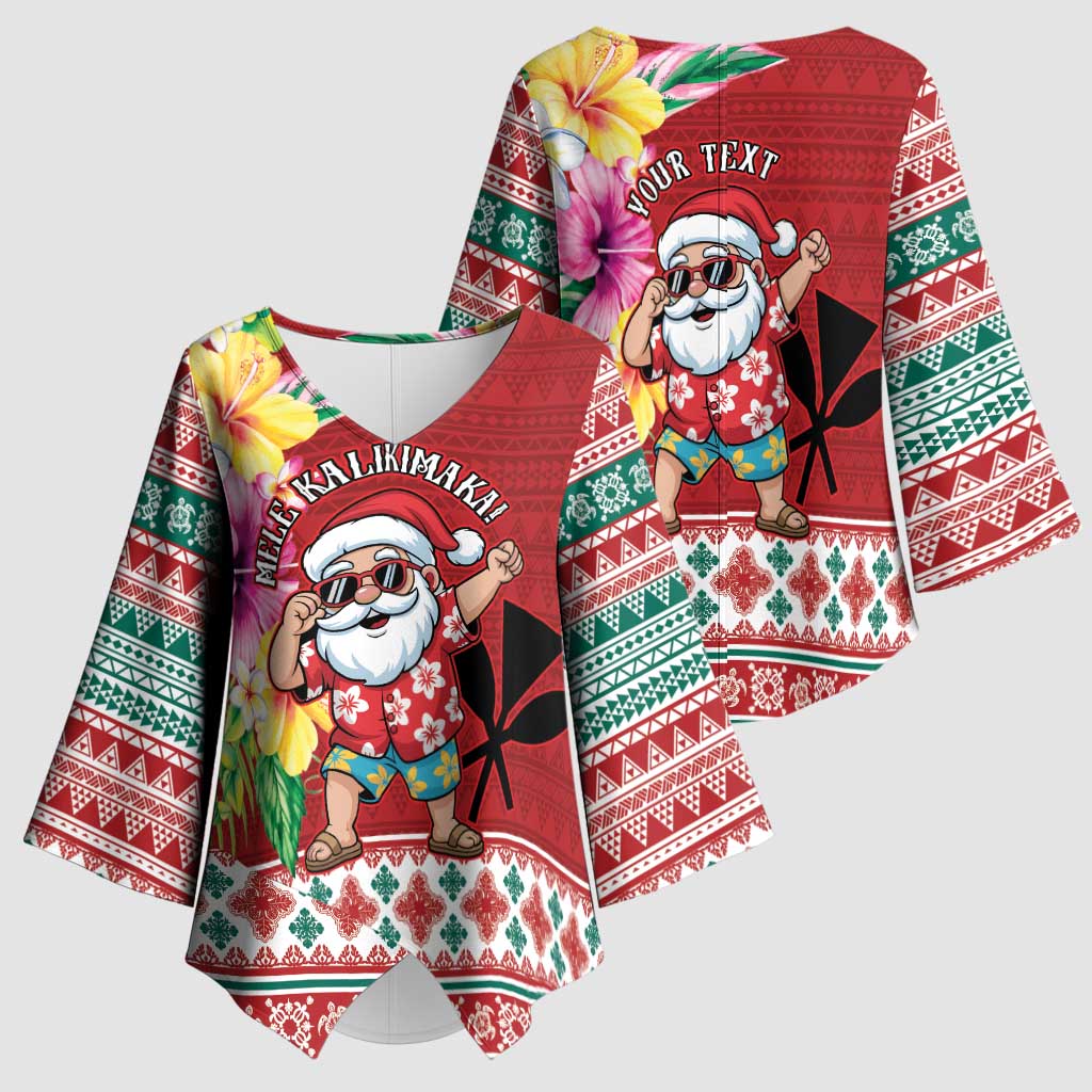 Santa Surf Mele Kalikimaka Personalized Kimono Sleeve Blouse Aloha Tropical Christmas Vibes LT9 - Polynesian Pride