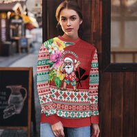Santa Surf Mele Kalikimaka Personalized Ugly Christmas Sweater Aloha Tropical Christmas Vibes - Polynesian Pride