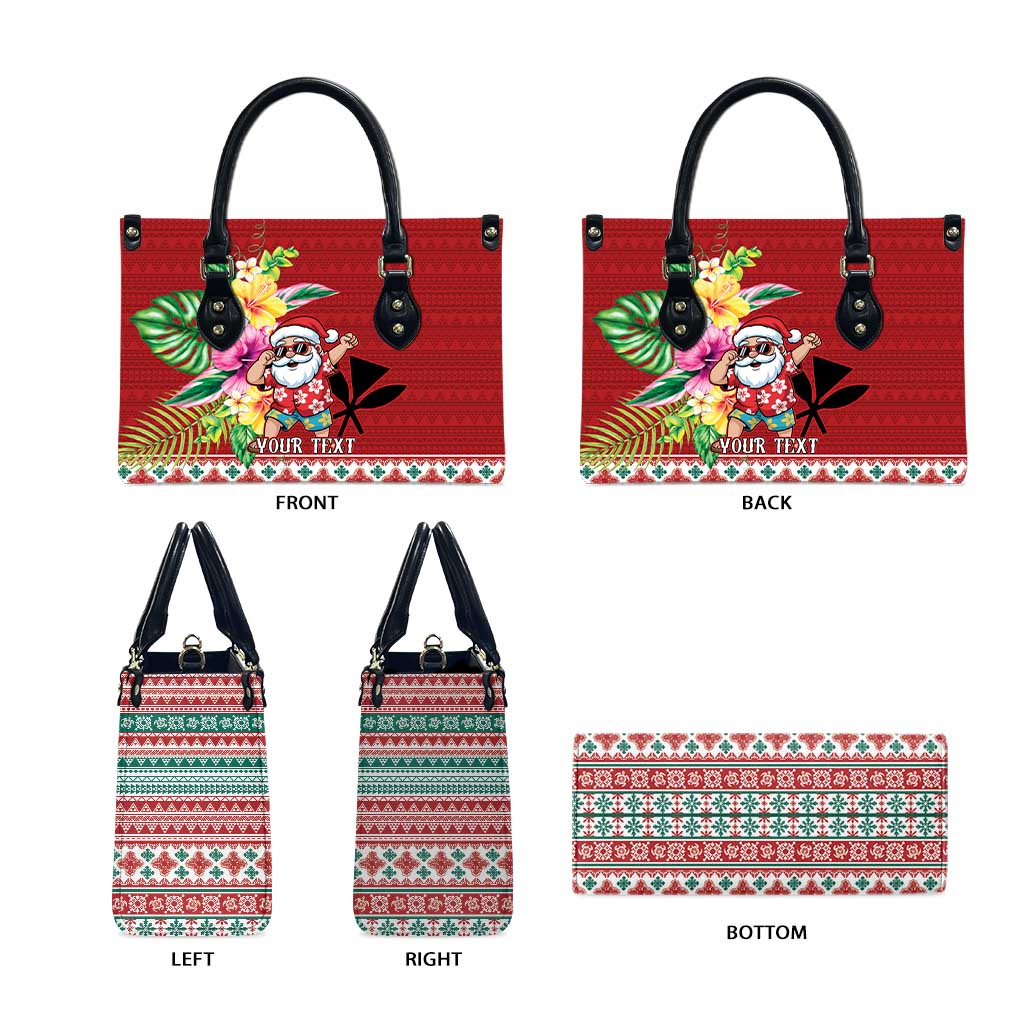Santa Surf Mele Kalikimaka Personalized Leather Bag Aloha Tropical Christmas Vibes - Polynesian Pride