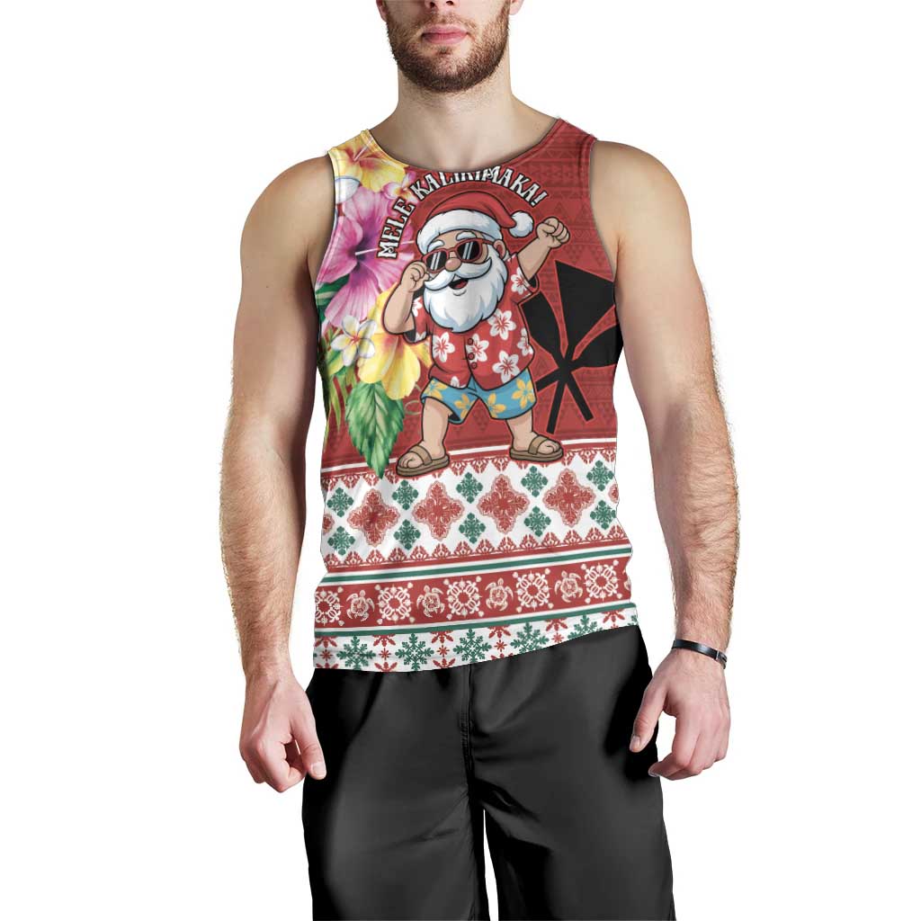 Santa Surf Mele Kalikimaka Personalized Men Tank Top Aloha Tropical Christmas Vibes - Polynesian Pride