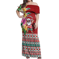 Santa Surf Mele Kalikimaka Personalized Off Shoulder Maxi Dress Aloha Tropical Christmas Vibes - Polynesian Pride
