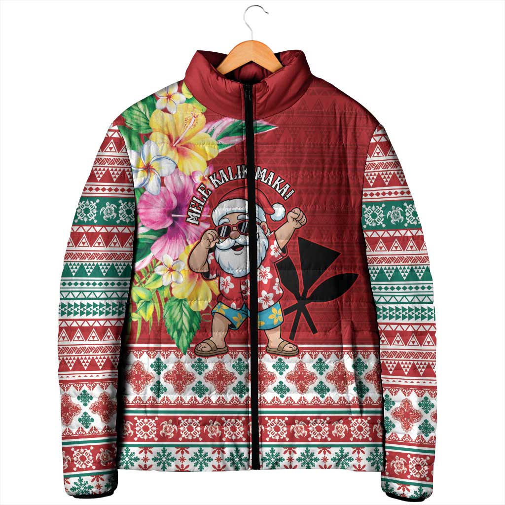 Santa Surf Mele Kalikimaka Personalized Padded Jacket Aloha Tropical Christmas Vibes LT9 - Polynesian Pride