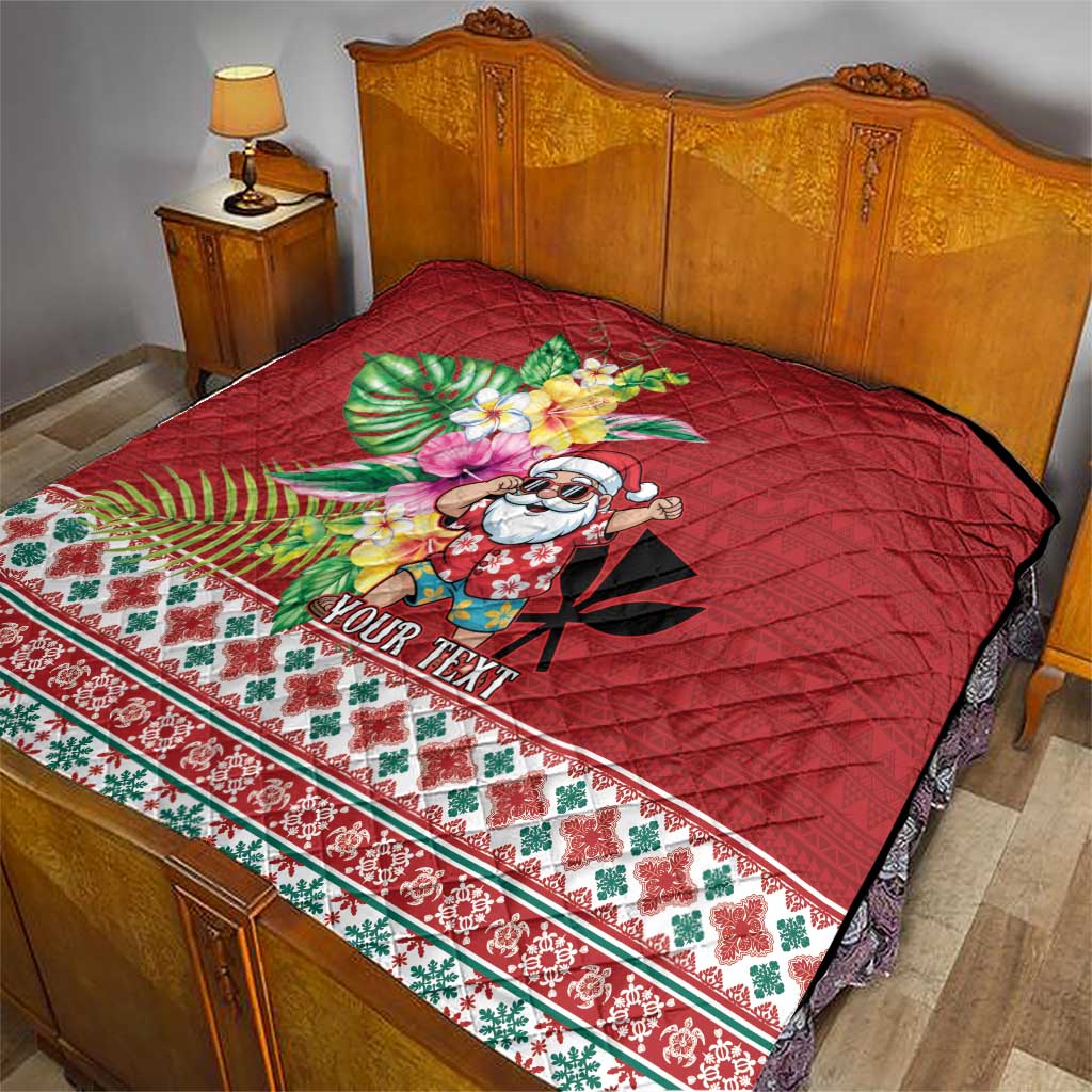 Santa Surf Mele Kalikimaka Personalized Quilt Aloha Tropical Christmas Vibes - Polynesian Pride