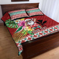 Santa Surf Mele Kalikimaka Personalized Quilt Bed Set Aloha Tropical Christmas Vibes - Polynesian Pride