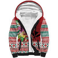 Santa Surf Mele Kalikimaka Personalized Sherpa Hoodie Aloha Tropical Christmas Vibes LT9 Unisex Red - Polynesian Pride