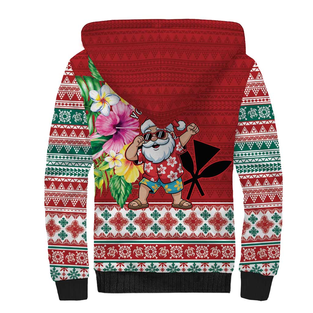 Santa Surf Mele Kalikimaka Personalized Sherpa Hoodie Aloha Tropical Christmas Vibes LT9 - Polynesian Pride