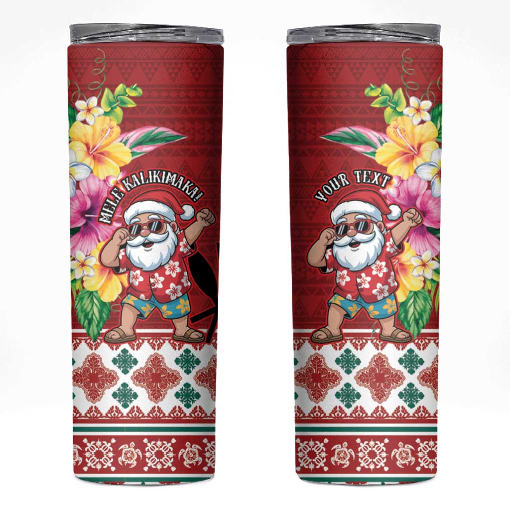 Santa Surf Mele Kalikimaka Personalized Skinny Tumbler Aloha Tropical Christmas Vibes - Polynesian Pride