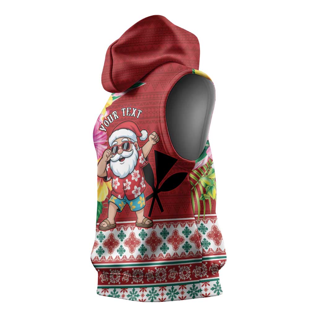 Santa Surf Mele Kalikimaka Personalized Sleeveless Hoodie Aloha Tropical Christmas Vibes LT9 - Polynesian Pride