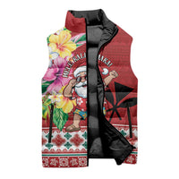 Santa Surf Mele Kalikimaka Personalized Sleeveless Puffer Jacket Aloha Tropical Christmas Vibes LT9 - Polynesian Pride