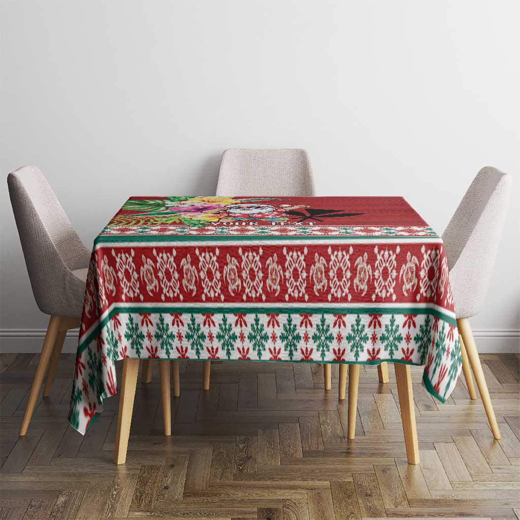 Santa Surf Mele Kalikimaka Personalized Tablecloth Aloha Tropical Christmas Vibes - Polynesian Pride