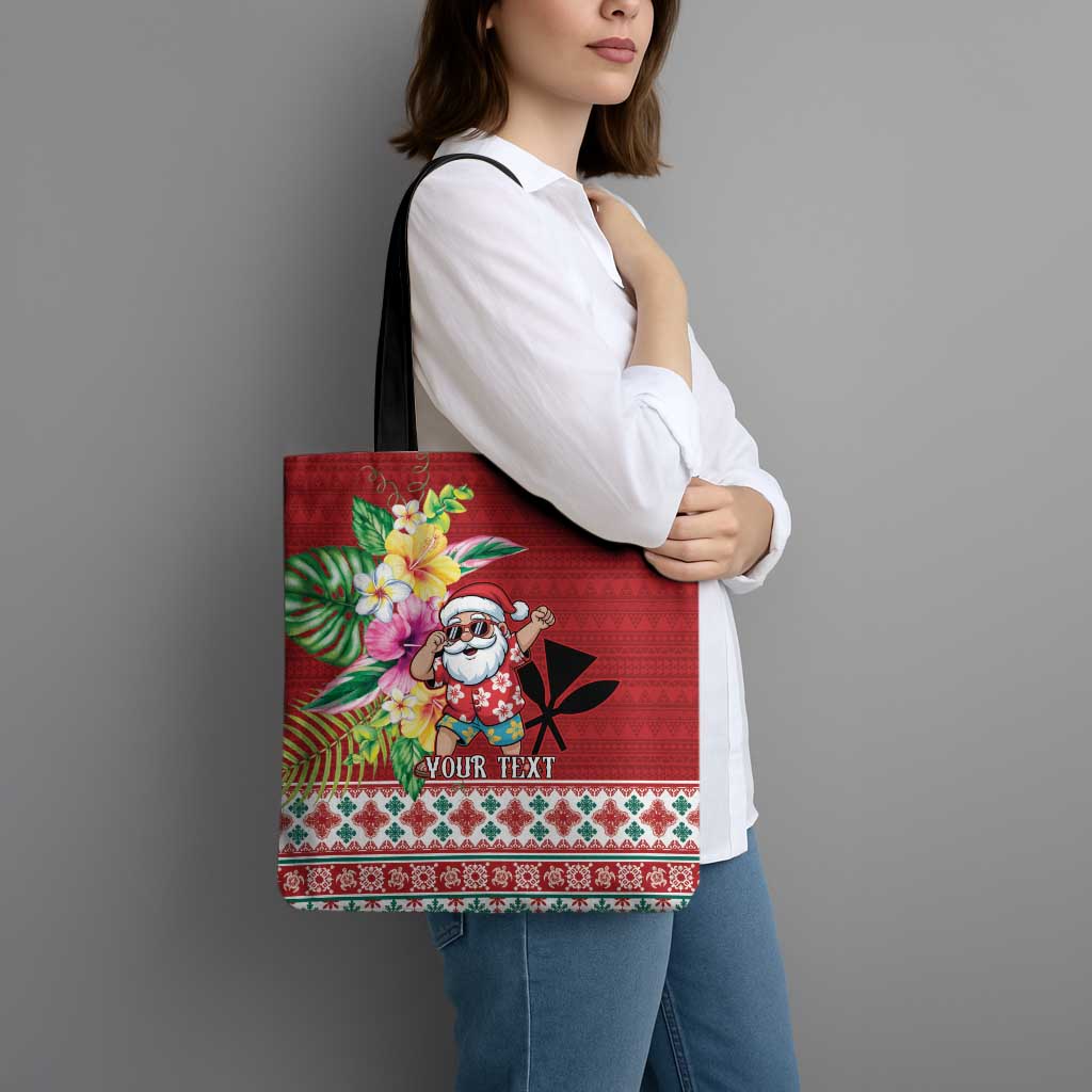 Santa Surf Mele Kalikimaka Personalized Tote Bag Aloha Tropical Christmas Vibes - Polynesian Pride