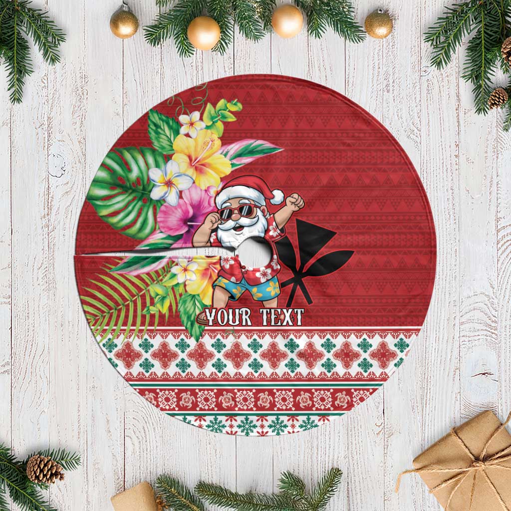 Santa Surf Mele Kalikimaka Personalized Tree Skirt Aloha Tropical Christmas Vibes LT9 Casual Red - Polynesian Pride