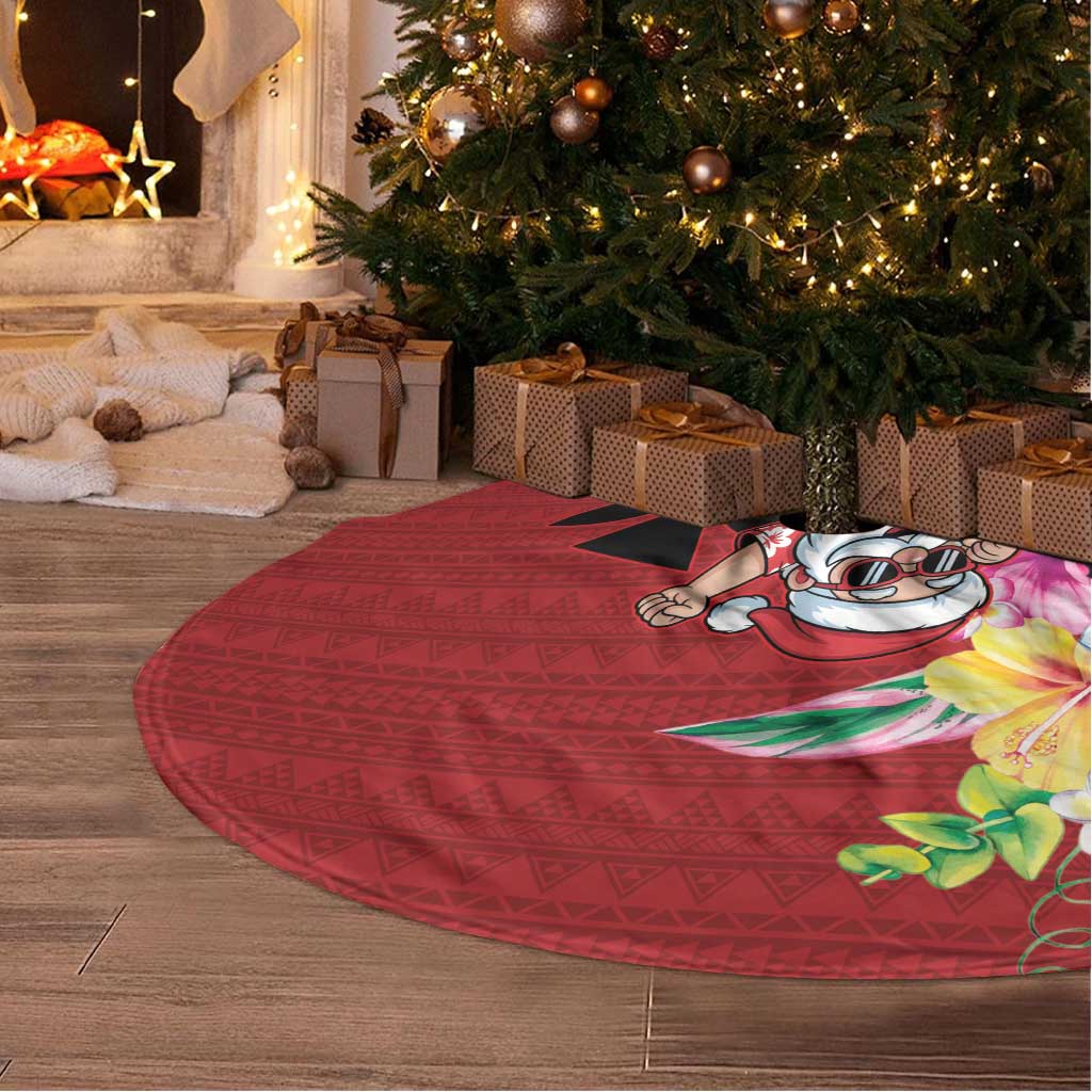 Santa Surf Mele Kalikimaka Personalized Tree Skirt Aloha Tropical Christmas Vibes LT9 - Polynesian Pride