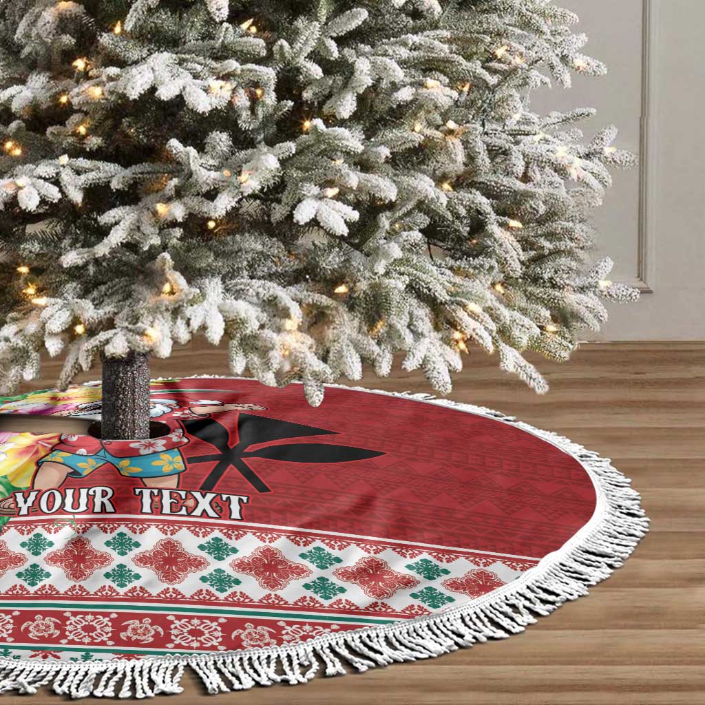Santa Surf Mele Kalikimaka Personalized Tree Skirt Aloha Tropical Christmas Vibes LT9 - Polynesian Pride