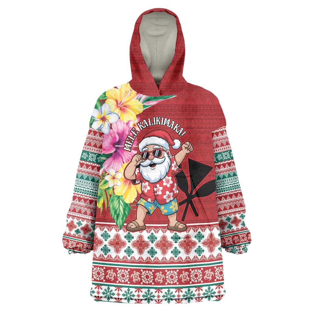 Santa Surf Mele Kalikimaka Personalized Wearable Blanket Hoodie Aloha Tropical Christmas Vibes LT9 One Size Red - Polynesian Pride