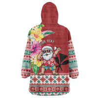 Santa Surf Mele Kalikimaka Personalized Wearable Blanket Hoodie Aloha Tropical Christmas Vibes LT9 - Polynesian Pride