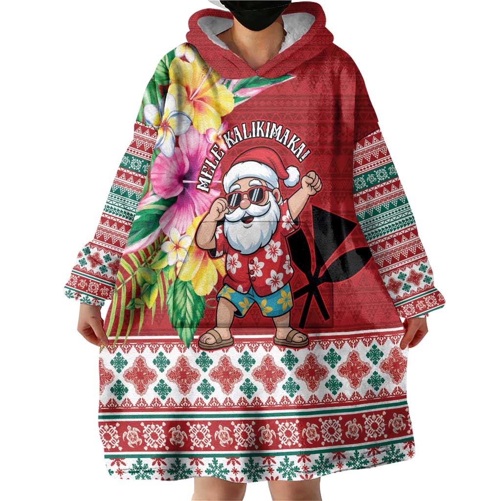 Santa Surf Mele Kalikimaka Personalized Wearable Blanket Hoodie Aloha Tropical Christmas Vibes LT9 - Polynesian Pride