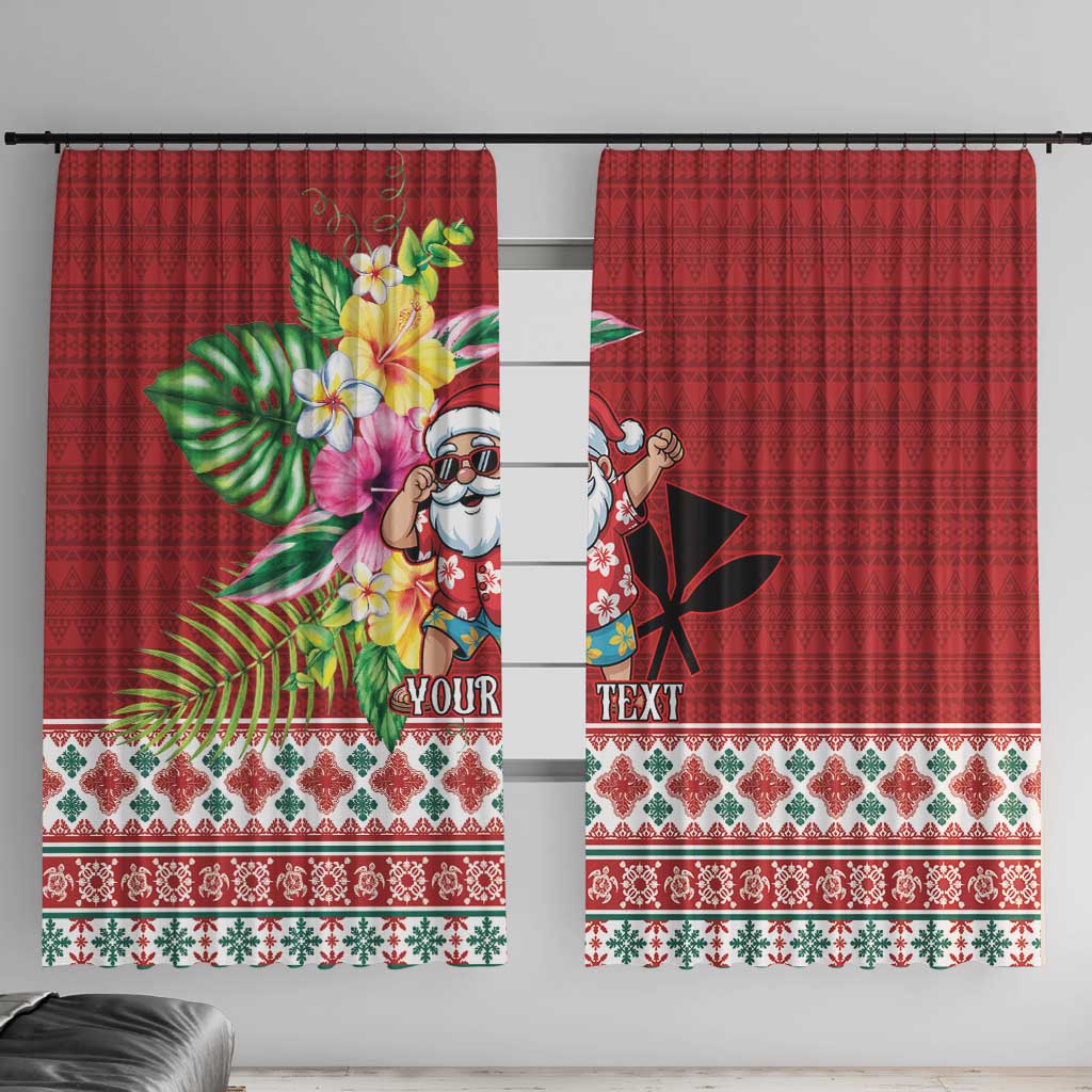 Santa Surf Mele Kalikimaka Personalized Window Curtain Aloha Tropical Christmas Vibes - Polynesian Pride