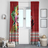 Santa Surf Mele Kalikimaka Personalized Window Curtain Aloha Tropical Christmas Vibes - Polynesian Pride