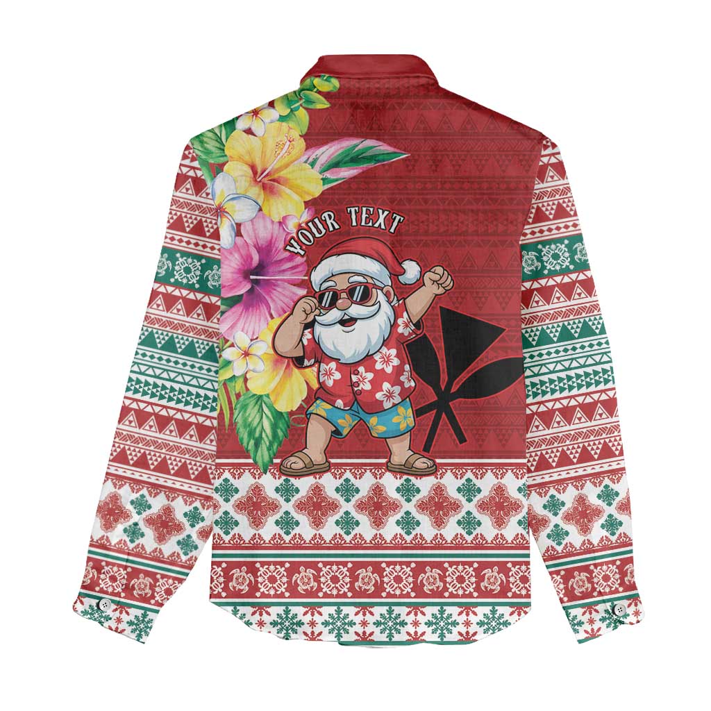 Santa Surf Mele Kalikimaka Personalized Women Casual Shirt Aloha Tropical Christmas Vibes - Polynesian Pride