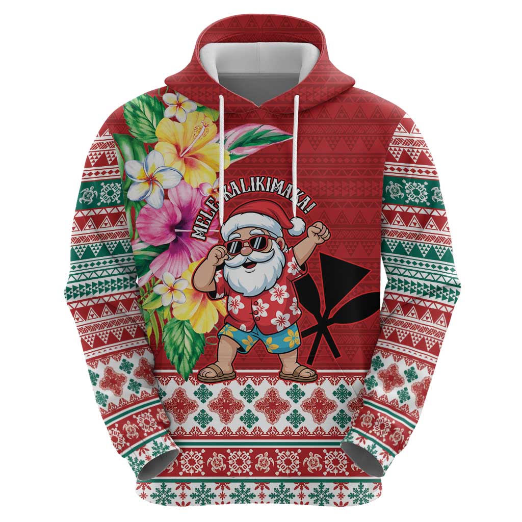 Santa Surf Mele Kalikimaka Personalized Zip Hoodie Aloha Tropical Christmas Vibes - Polynesian Pride