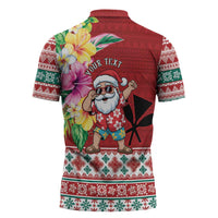Santa Surf Mele Kalikimaka Personalized Zipper Polo Shirt Aloha Tropical Christmas Vibes LT9 - Polynesian Pride