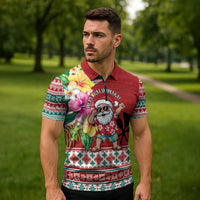 Santa Surf Mele Kalikimaka Personalized Zipper Polo Shirt Aloha Tropical Christmas Vibes LT9 - Polynesian Pride