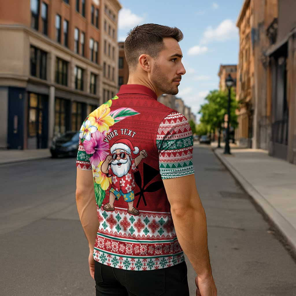 Santa Surf Mele Kalikimaka Personalized Zipper Polo Shirt Aloha Tropical Christmas Vibes LT9 - Polynesian Pride
