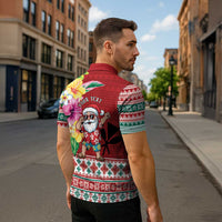 Santa Surf Mele Kalikimaka Personalized Zipper Polo Shirt Aloha Tropical Christmas Vibes LT9 - Polynesian Pride