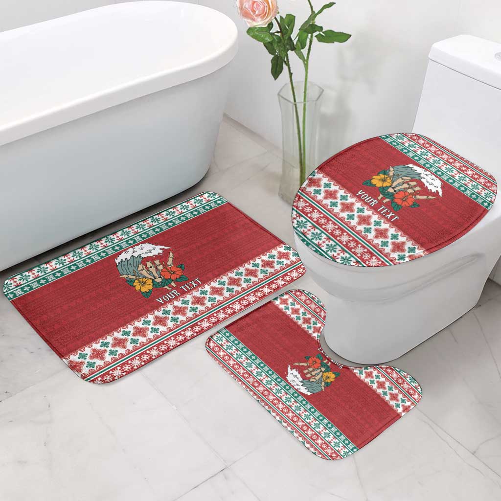 Shaka Sign Skull Mele Kalikimaka Personalized Bathroom Set Hawaiian Quilt Pattern - Polynesian Pride