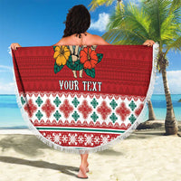 Shaka Sign Skull Mele Kalikimaka Personalized Beach Blanket Hawaiian Quilt Pattern - Polynesian Pride