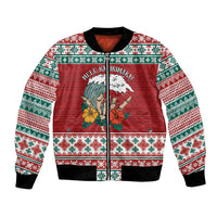 Shaka Sign Skull Mele Kalikimaka Personalized Bomber Jacket Hawaiian Quilt Pattern - Polynesian Pride