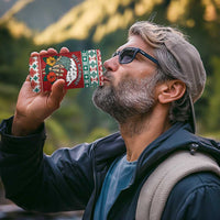 Shaka Sign Skull Mele Kalikimaka Personalized 4 in 1 Can Cooler Tumbler Hawaiian Quilt Pattern - Polynesian Pride