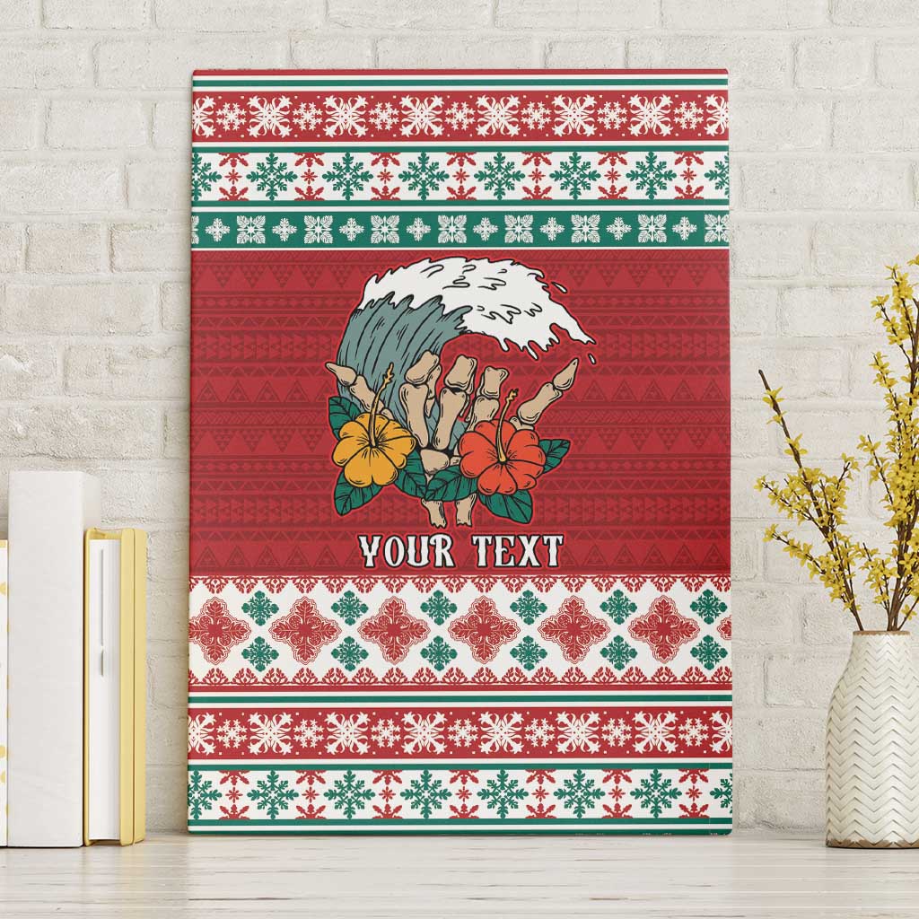 Shaka Sign Skull Mele Kalikimaka Personalized Canvas Wall Art Hawaiian Quilt Pattern - Polynesian Pride