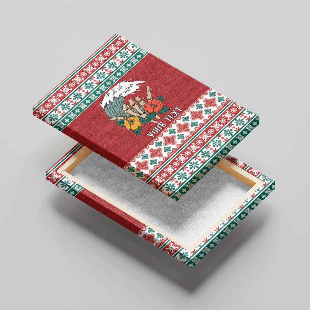 Shaka Sign Skull Mele Kalikimaka Personalized Canvas Wall Art Hawaiian Quilt Pattern - Polynesian Pride