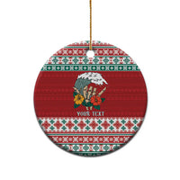 Shaka Sign Skull Mele Kalikimaka Personalized Ceramic Ornament Hawaiian Quilt Pattern - Polynesian Pride