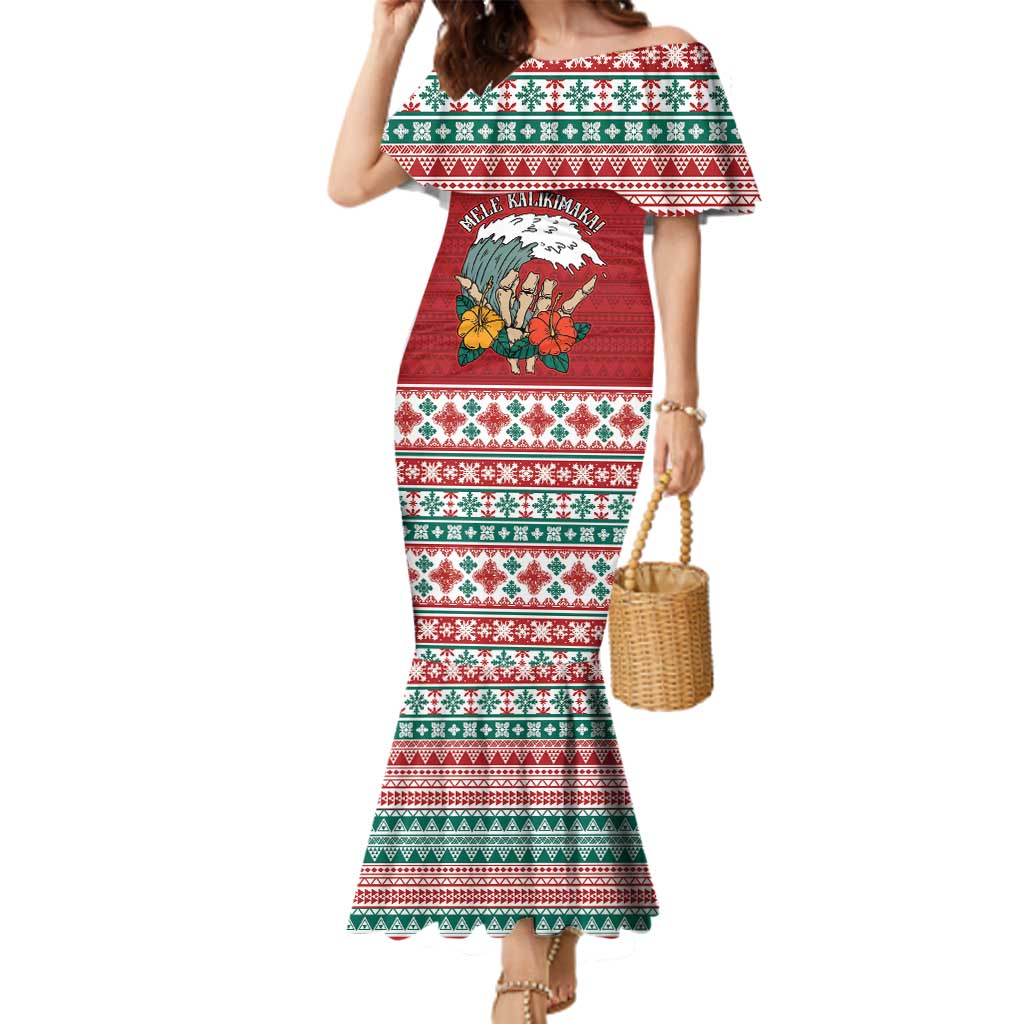 Shaka Sign Skull Mele Kalikimaka Personalized Family Matching Mermaid Dress and Hawaiian Shirt Hawaiian Quilt Pattern - Polynesian Pride