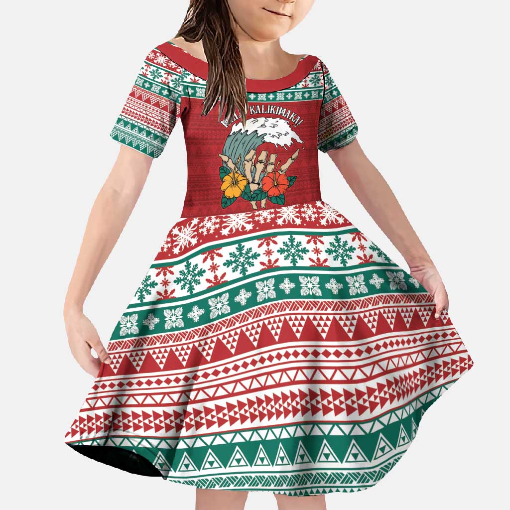 Shaka Sign Skull Mele Kalikimaka Personalized Family Matching Off Shoulder Maxi Dress and Hawaiian Shirt Hawaiian Quilt Pattern - Polynesian Pride