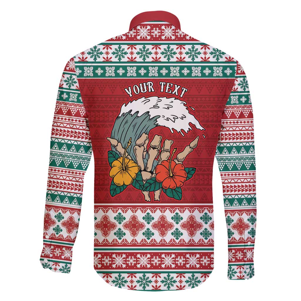 Shaka Sign Skull Mele Kalikimaka Personalized Family Matching Off Shoulder Maxi Dress and Hawaiian Shirt Hawaiian Quilt Pattern - Polynesian Pride