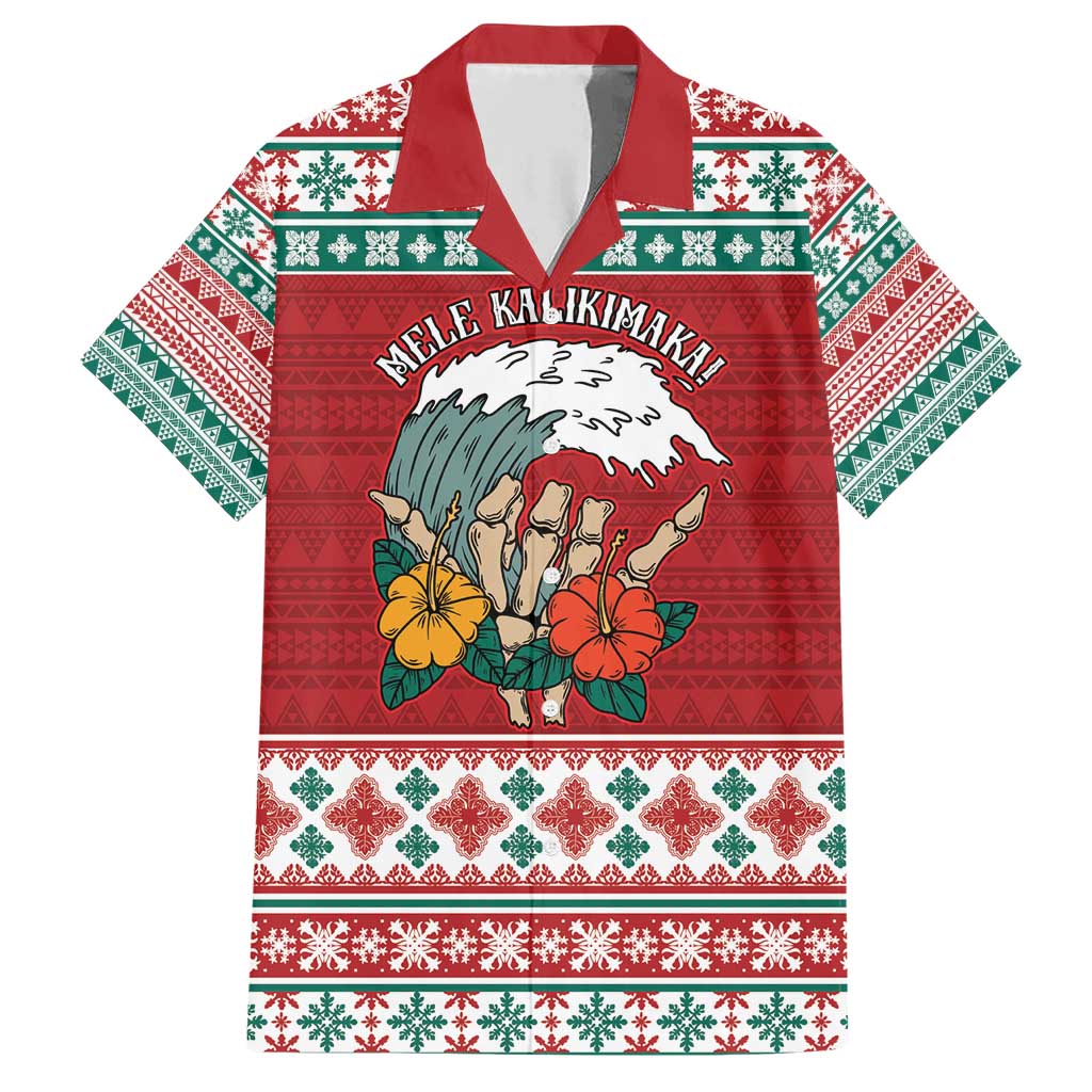 Shaka Sign Skull Mele Kalikimaka Personalized Family Matching Short Sleeve Bodycon Dress and Hawaiian Shirt Hawaiian Quilt Pattern - Polynesian Pride