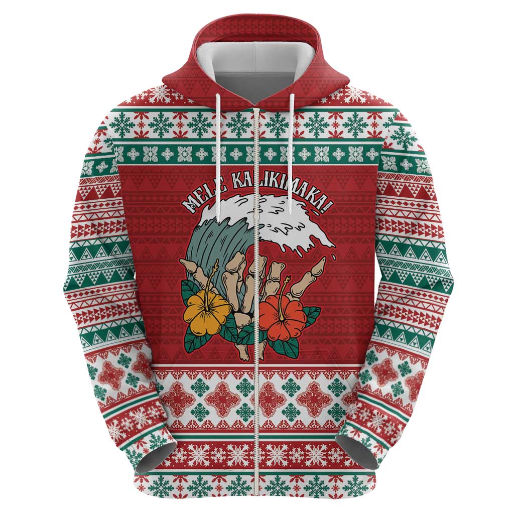 Shaka Sign Skull Mele Kalikimaka Personalized Hoodie Hawaiian Quilt Pattern - Polynesian Pride