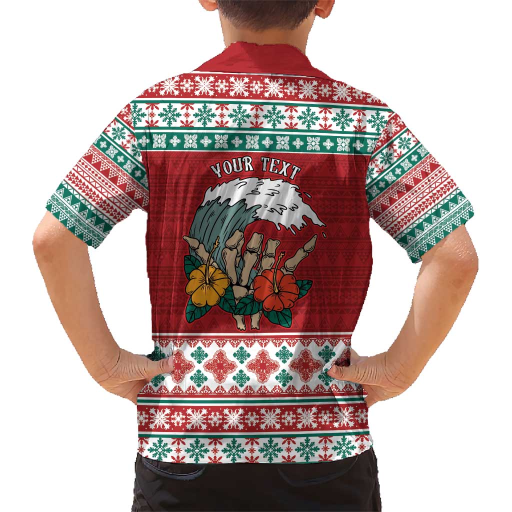 Shaka Sign Skull Mele Kalikimaka Personalized Kid Hawaiian Shirt Hawaiian Quilt Pattern - Polynesian Pride