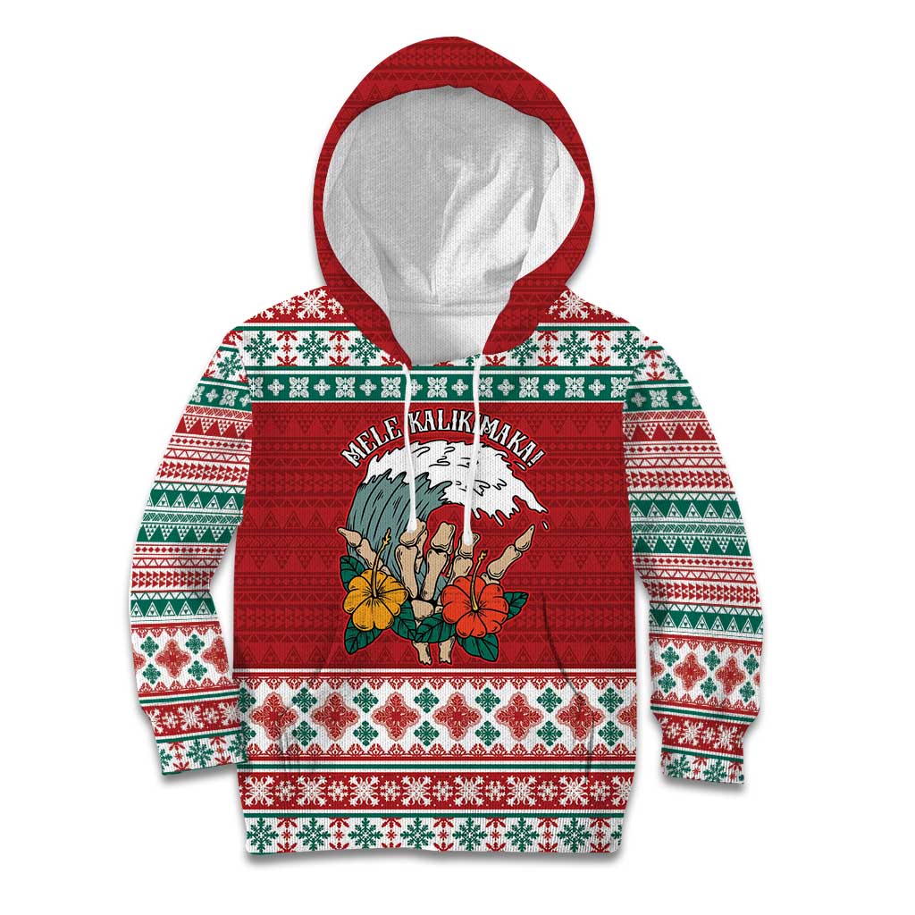 Shaka Sign Skull Mele Kalikimaka Personalized Kid Hoodie Hawaiian Quilt Pattern - Polynesian Pride