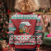 Shaka Sign Skull Mele Kalikimaka Personalized Kid Ugly Christmas Sweater Hawaiian Quilt Pattern - Polynesian Pride