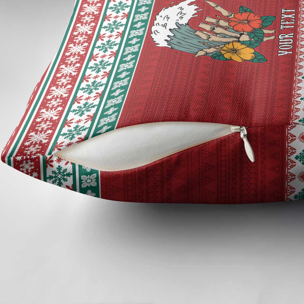 Shaka Sign Skull Mele Kalikimaka Personalized Pillow Cover Hawaiian Quilt Pattern - Polynesian Pride