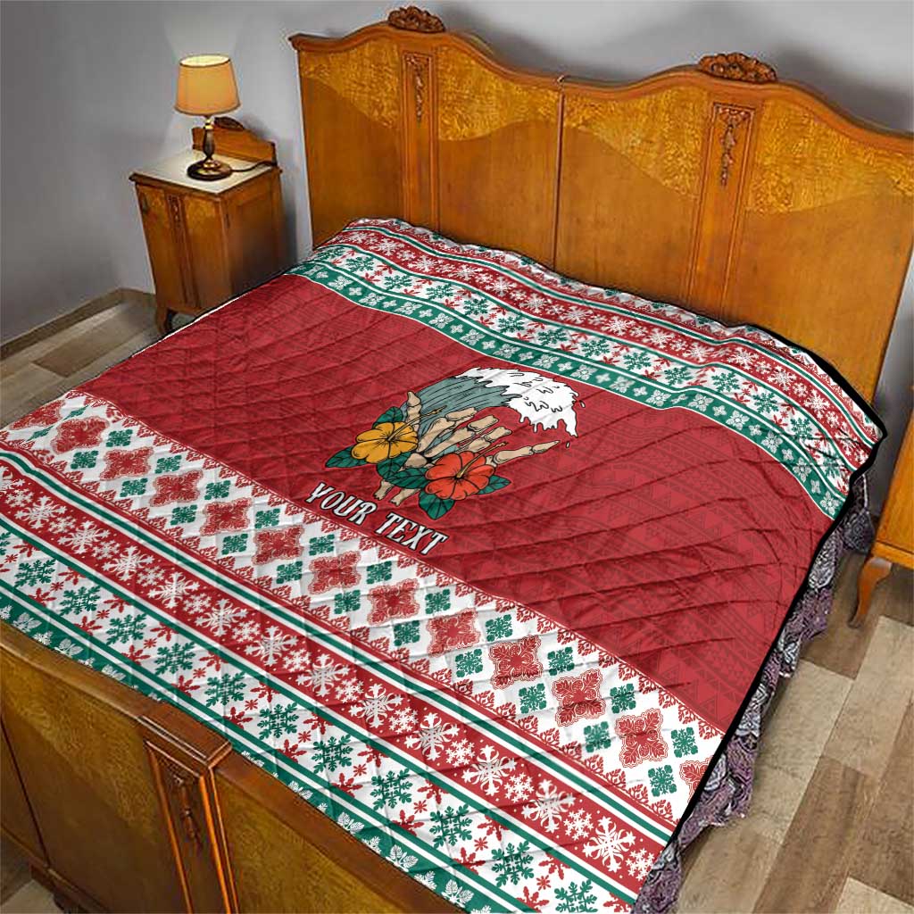 Shaka Sign Skull Mele Kalikimaka Personalized Quilt Hawaiian Quilt Pattern - Polynesian Pride